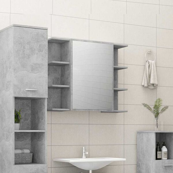 vidaXL Bathroom Mirror Cabinet Concrete Grey 80x20.5x64 cm Engineered Wood