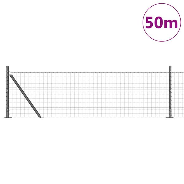 vidaXL Fence with Posts Grey 0.6 x 50 m Steel