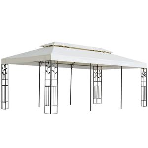 vidaXL Gazebo with Double Roof White 6x3 m Steel