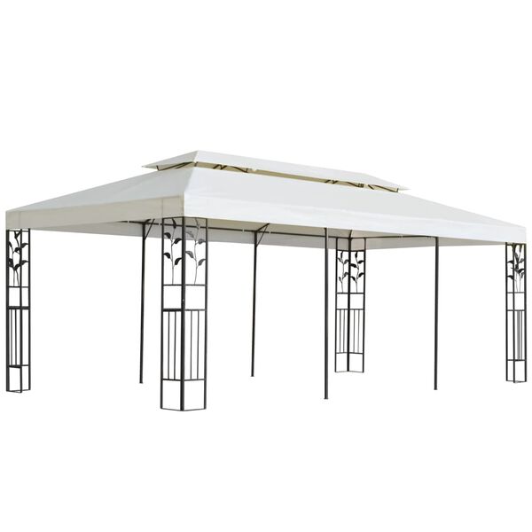 vidaXL Gazebo with Double Roof White 6x3 m Steel