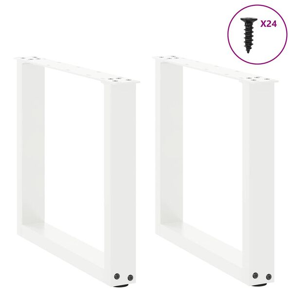 vidaXL Coffee Table Legs U-Shaped 2 pcs White 50x(42-43) cm Steel