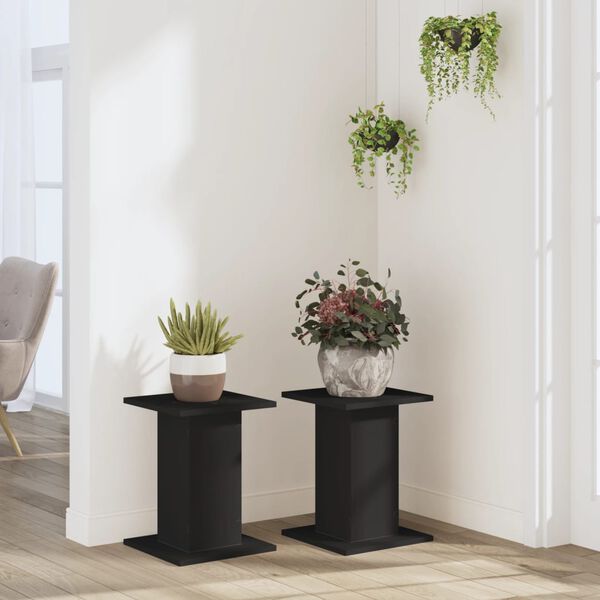 vidaXL Plant Stands 2 pcs Black 30x30x40 cm Engineered Wood