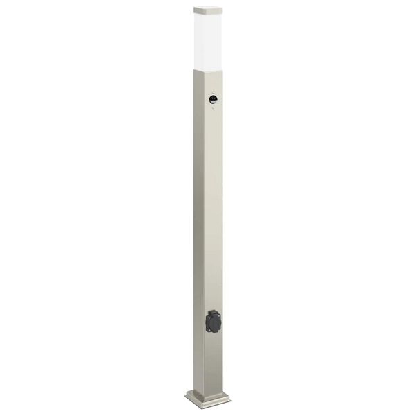 vidaXL Bollard Light with Sensor&Outlet 110 cm Stainless Steel IP44