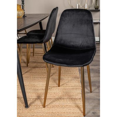 Venture Home Dining Chairs 2 pcs Polar Velvet Black and Brass