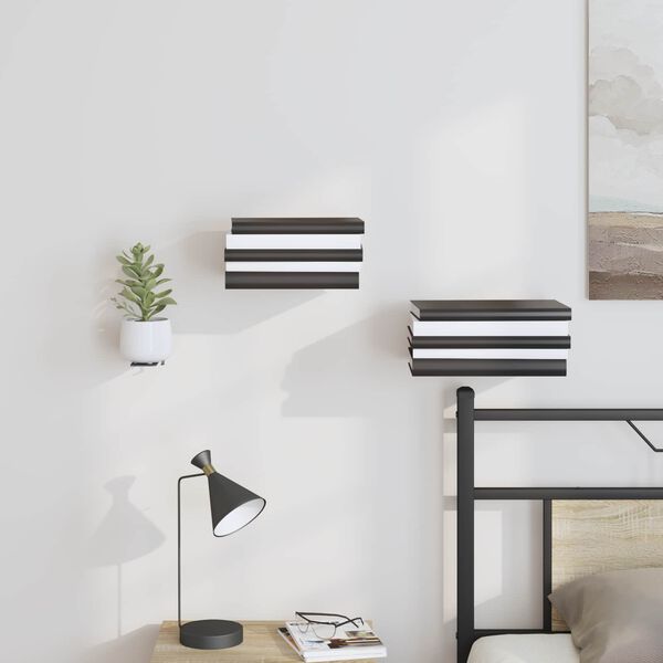 vidaXL Wall Shelf with Shelf 4 pcs Black 6 x 10.8 x 6.6 cm