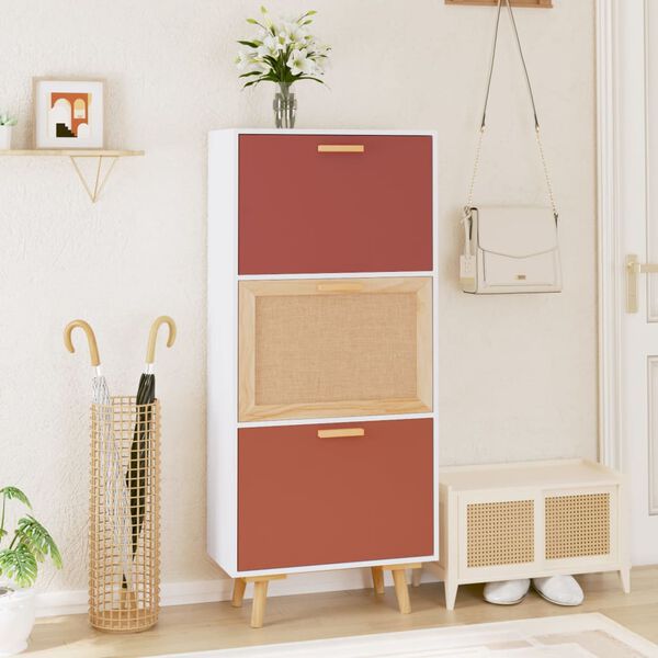 vidaXL Shoe Cabinet White 52x25x120 cm Engineered Wood