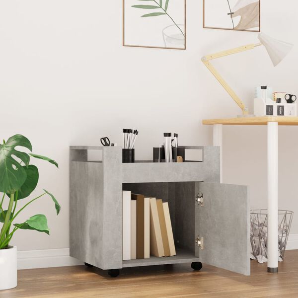 vidaXL Desk Trolley Concrete Grey 60x45x60 cm Engineered Wood