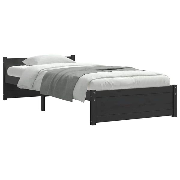 vidaXL Bed Frame without Mattress Black Solid Wood 90x200 cm