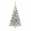 vidaXL Artificial Pre-lit Christmas Tree Silver 210 cm PET