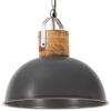 vidaXL Industrial Hanging Lamp Grey Round 42 cm E27 Solid Mango Wood