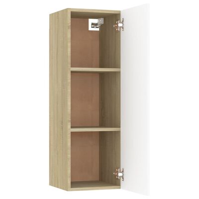 vidaXL TV Cabinet White and Sonoma Oak 30.5x30x90 cm Engineered Wood