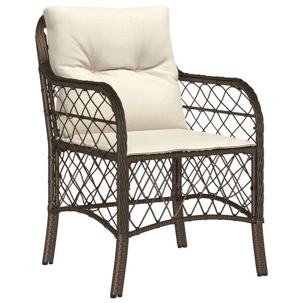 vidaXL Garden Chairs with Cushions 2 pcs Brown Poly Rattan