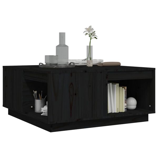 vidaXL Coffee Table Black 80x81x36.5 cm Solid Wood Pine