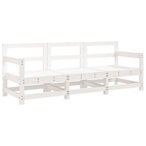 vidaXL 3 Piece Garden Lounge Set White Solid Wood Pine