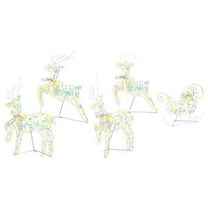vidaXL LED Reindeers 5 pcs 40 LEDs Multicoulur 42 x 15 x 64 cm PET