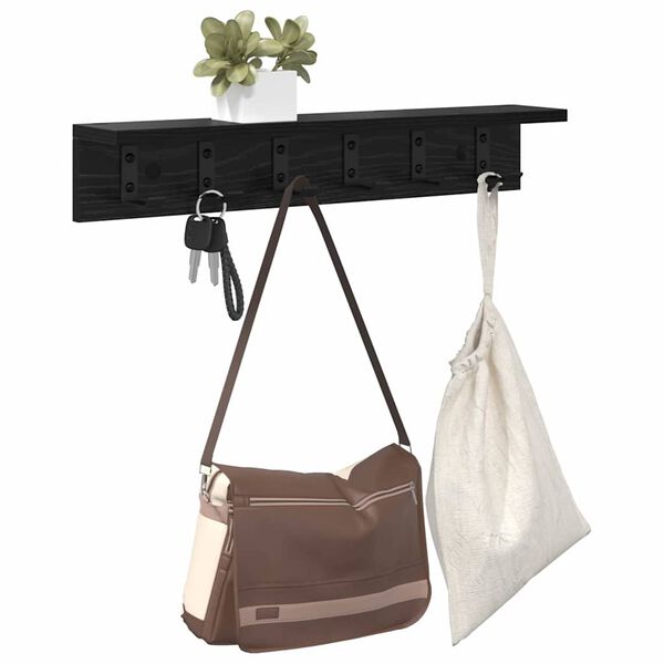 vidaXL Wall-Mounted Coat Rack Black Oak 60 x 10.5 x 10.5 cm
