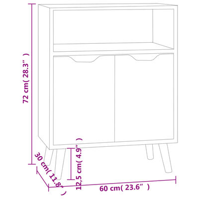 vidaXL Sideboard High Gloss White 60x30x72 cm Engineered Wood