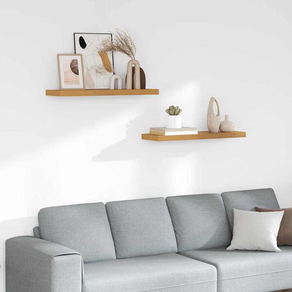 vidaXL Wall Shelf 2 pcs Beige 90 x 23.5 x 4 cm Engineered Wood