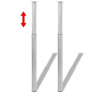 2 Telescopic Table Legs Stainless Steel 710 mm-1100 mm