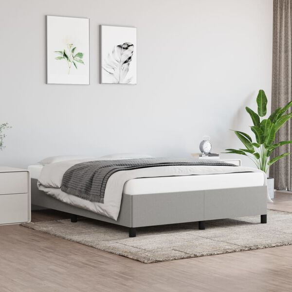 vidaXL Bed Frame without Mattress Light Grey 135x190 cm Double Double Fabric