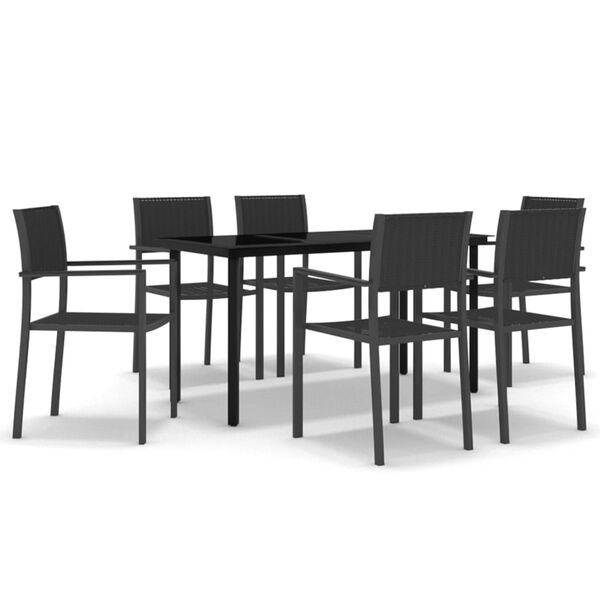 vidaXL 7 Piece Garden Dining Set Black