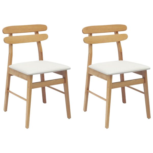 vidaXL Dining Chair 2 pcs Natural and Light Solid Rubber Wood