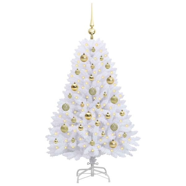 vidaXL Artificial Hinged Christmas Tree White 120 cm PVC and Steel