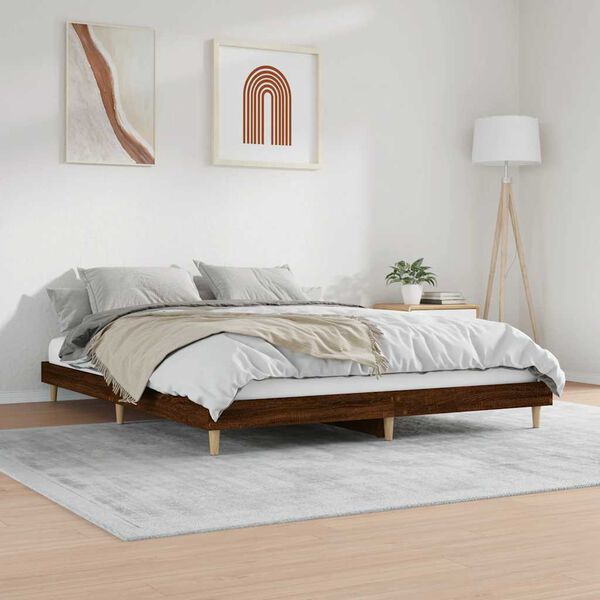 vidaXL Bed Frame without Mattress Brown Oak 120x200 cm Engineered Wood