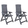 vidaXL Reclining Folding Chairs 2 pcs Plastic Anthracite