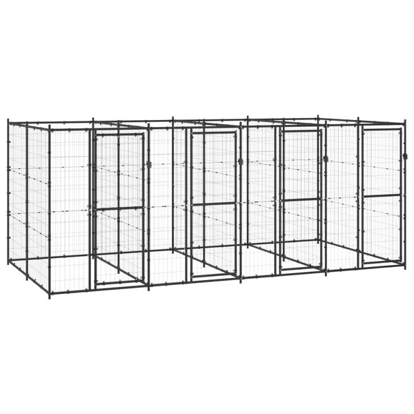 vidaXL Outdoor Dog Kennel Steel 9.68 m²