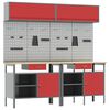 vidaXL Work Bench Set with Drawer 8 pcs Red 200 x 55 x 200 cm Steel