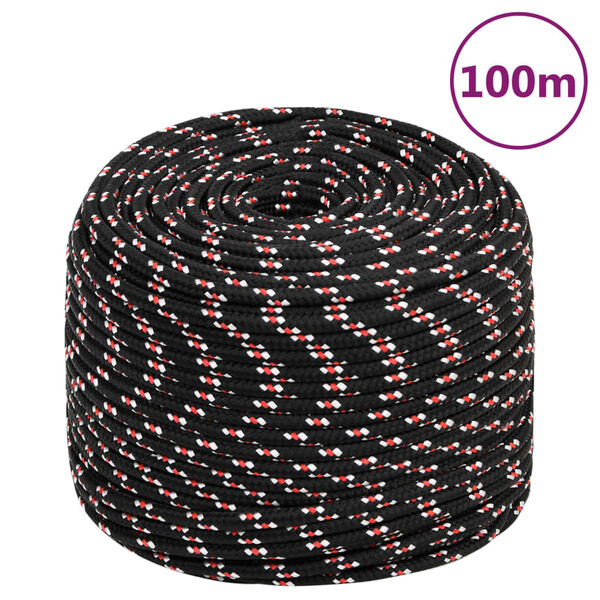 vidaXL Boat Rope Black 10 mm 100 m Polypropylene