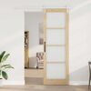 vidaXL Sliding Door Natural 78 x 232 cm Solid Pine Wood and Glass