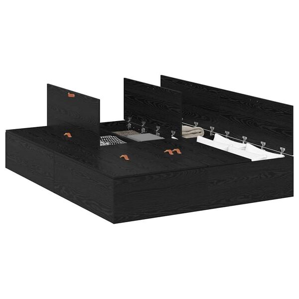 vidaXL Bed Frame with Storage Black oak 140 x 200 cm Engineered wood