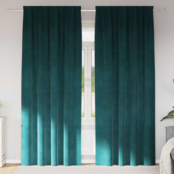 vidaXL Blackout Curtains 2 pcs Dark Green 140 x 245 cm Velvet