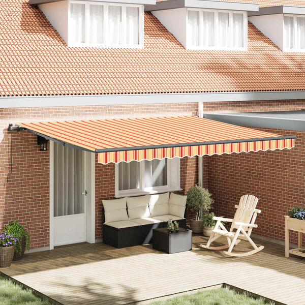 vidaXL Retractable Awning Manual Yellow and Orange 450 x 300 cm