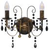 vidaXL Wall Lamp with Beads Antique Black 2 x E14 Bulbs