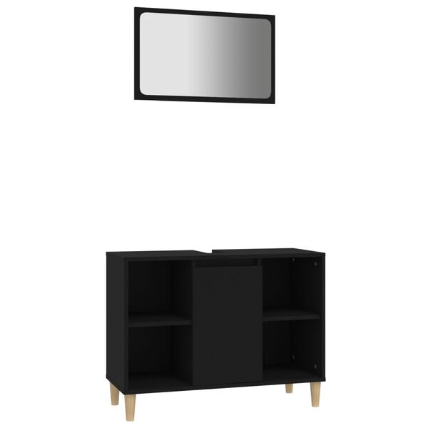 vidaXL 2 Piece Bathroom Furniture Set Black Engineered Wood