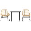 vidaXL 3 Piece Garden Dining Set Brown Poly Rattan Glass