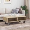 vidaXL Side Table with Wheels Sonoma Oak 90 x 50 x 30 cm
