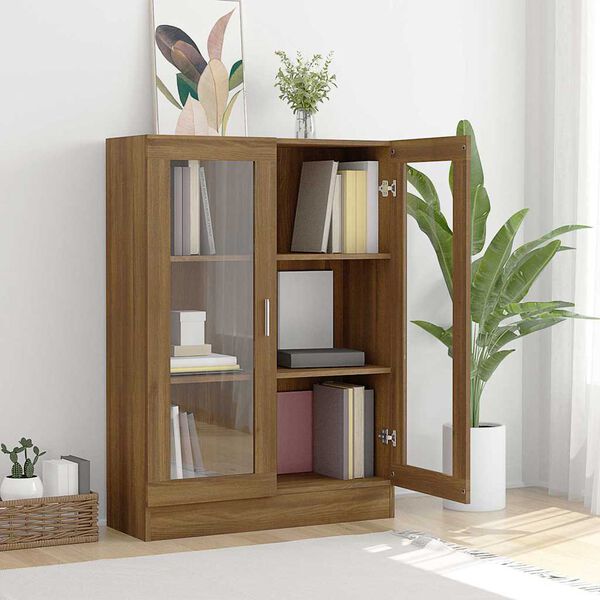 vidaXL Vitrine Cabinet Brown Oak 82.5x30.5x115 cm Engineered Wood