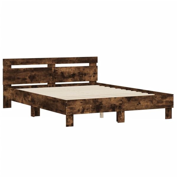 vidaXL Bed Frame without Mattress Smoked Oak 140x200 cm