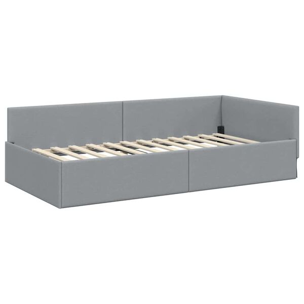 vidaXL Corner Bed Frame Light Grey 90 cm x 200 cm Velvet