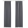 vidaXL Blackout Curtains with Hooks 2 pcs Grey 140x225 cm