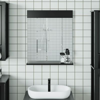 vidaXL Bathroom Mirror with Shelf BERG Black 60x12x70 cm Solid Wood