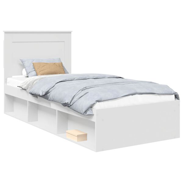 vidaXL Bed Frame with Headboard White 100 x 200 cm Solid Pine Wood