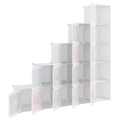 vidaXL Cube Storage Cabinet for Kids with 15 Cubes White PP