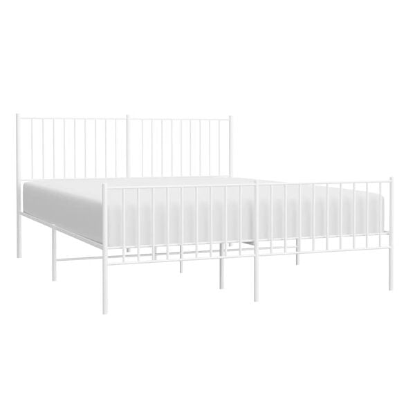 vidaXL Metal Bed Frame without Mattress with Footboard White 160x200cm