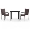 vidaXL 3 Piece Outdoor Dining Set Brown and Black