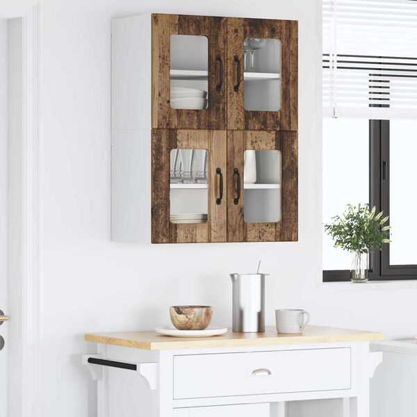 vidaXL Kitchen Cabinet 2 pcs Old Wood 60 x 31 x 40 cm Engineered Wood